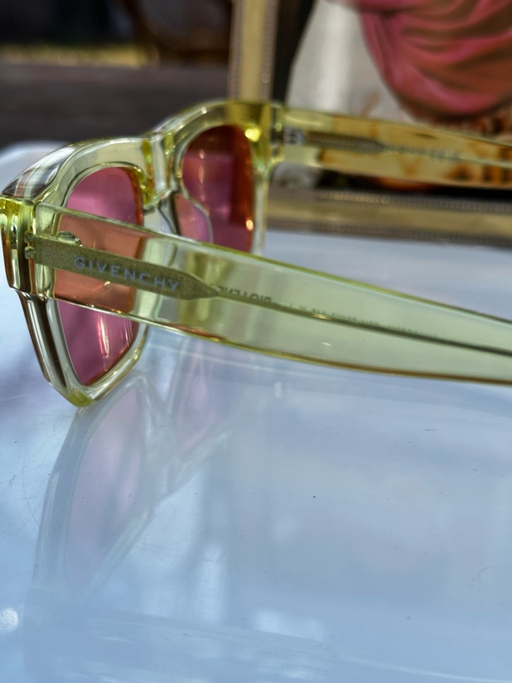 Givenchy GV400020 Translucent Green Sunglasses Pink Lens w/ COA - Picture 8 of 12